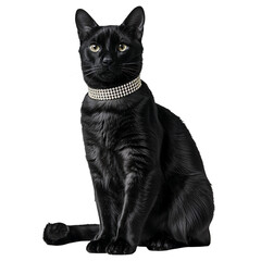 Regal Black Cat with Sparkling Crystal Choker Necklace