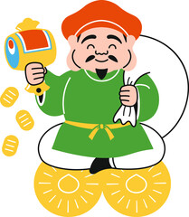 シンプルな大黒天のイラスト（カラフル）