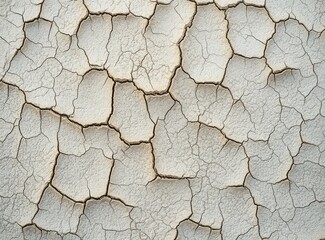 close-up of dry cracked earth soil forming irregular polygonal patterns with varying shades of beige and light brown