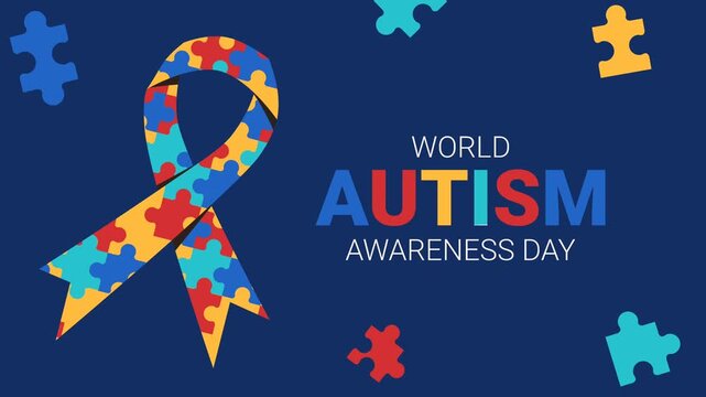 World Autism Awareness Day is an annual event that highlights the need for increased awareness and understanding of autism spectrum disorder. A graphical template. Autism month illustration animation.