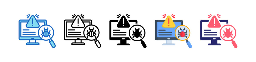 Malware Multiple Style Icon Set Collection. 