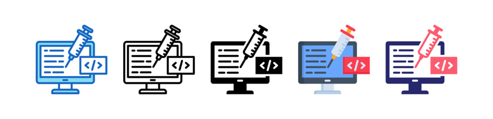 Code Injection Multiple Style Icon Set Collection. 