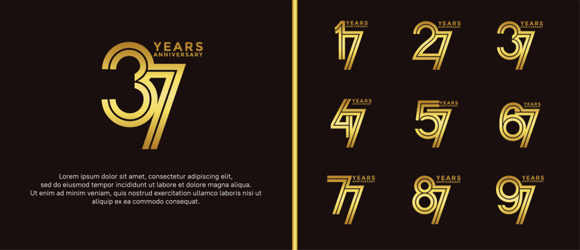 anniversary vector logo set, golden color can be use for celebration