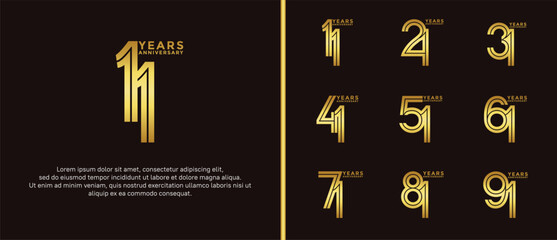 anniversary vector logo set, golden color can be use for celebration