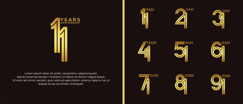 anniversary vector logo set, golden color can be use for celebration