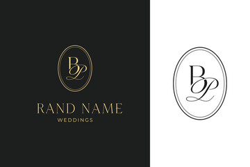 Elegant BP Wedding Monogram Logo and Luxury Wedding Brand Identity