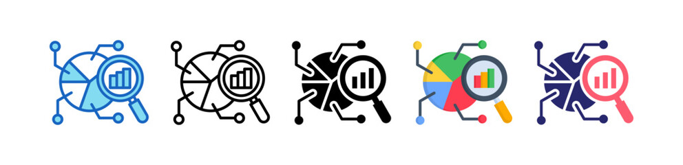 Statistical Analysis Multiple Style Icon Set Collection. 