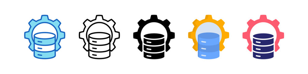 Database Management Multiple Style Icon Set Collection. 