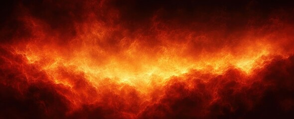 Bright orange and red fiery cloud formation resembling intense flames and glowing embers against a dark background, evoking powerful energy and heat