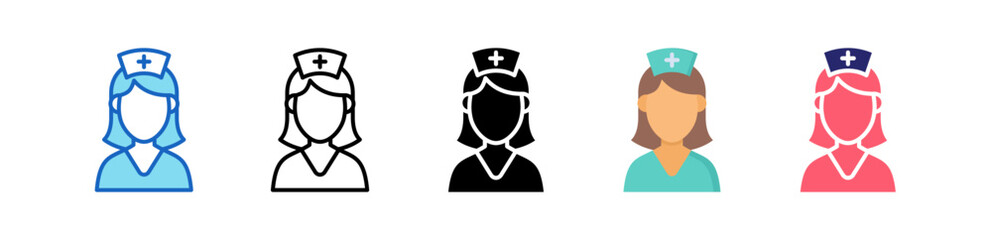 Nurse Multiple Style Icon Set Collection. 