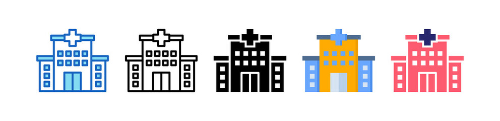 Naklejka premium Hospital Multiple Style Icon Set Collection. 