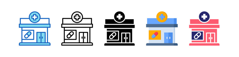 Pharmacy Multiple Style Icon Set Collection. 