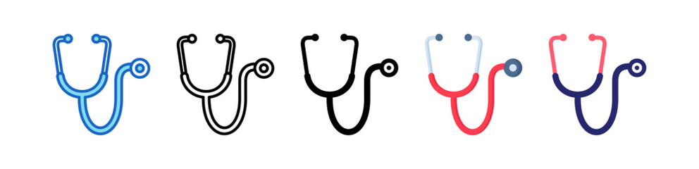 Stethoscope Multiple Style Icon Set Collection. 