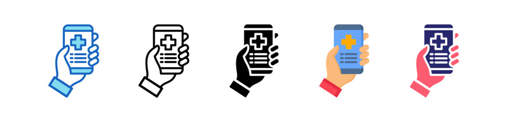 Health App Multiple Style Icon Set Collection. 