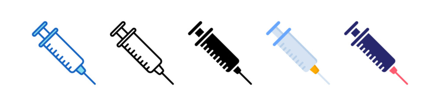 Syringe Multiple Style Icon Set Collection. 