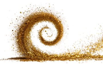 Swirling Gold Dust Particles Creating Dynamic Motion and Vibrant Texture Against a Black Background