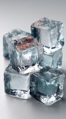 A cluster of translucent ice cubes