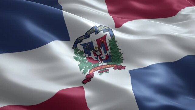 Flag of the Dominican Republic, Seamless Loop Animation. Dominican Flag 3d Flowing Motion Graphics Backdrop for Social Media, Streaming, and Channels 4K video - Powered by Adobe