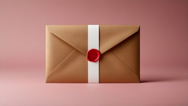 A white paper envelope tied with a red ribbon for love correspondence
