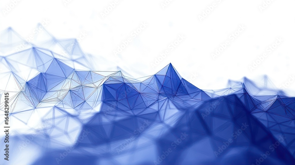 Poster abstract low poly geometric shapes forming a connected mountainous or wave-like structure in shades 