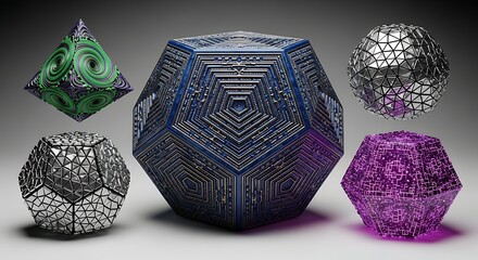 Abstract Geometric Shapes Collection with Detailed Texture and Futuristic Design