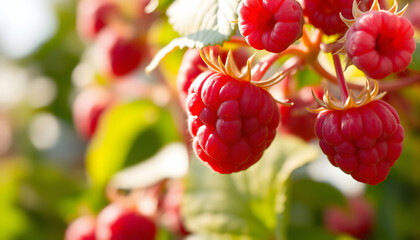 raspberries background, Backlit. White tone