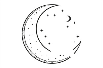 Fototapeta premium Crescent moon silhouette icon, perfect for night theme graphic projects.