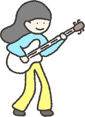 기타를 치고 있는 귀여운 사람 일러스트