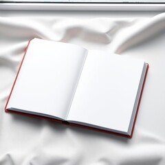 White book with blank cover lying on white surface book mockup blank template isolated book professional presentation blank empty  creative composition versatile use  professional lighting 
