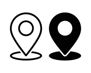 Two location pin icons side by side outline and solid