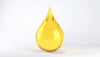 Yellow Liquid Drop Symbolizing Purity and Freshness on a Clean Background