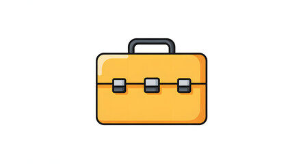 Yellow Briefcase or Tool Case Flat Design Illustration Icon