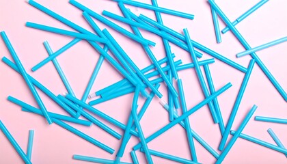 Colorful plastic straws scattered