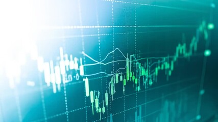 Dynamic teal financial chart showing stock market fluctuations and economic trends analysis - Powered by Adobe