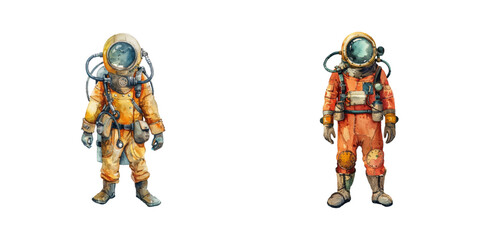 diver watercolor vector illustration