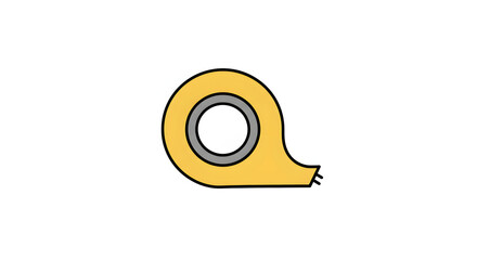 Obraz premium Yellow adhesive tape roll with unrolled end, simple vector illustration on white background