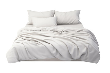 Elegant White Bedding Set: Crisp Cotton Sheets & Pillowcases on transparent background png