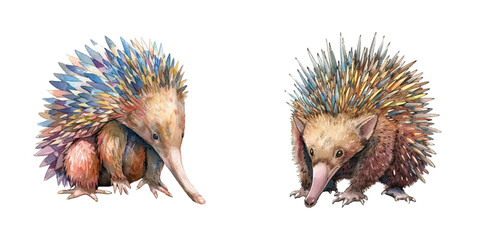 echidna watercolor vector illustration