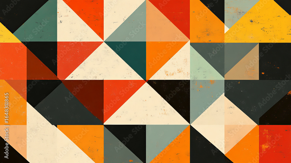 Poster abstract geometric pattern with overlapping triangles in vibrant colors (1)