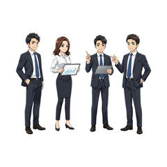 Set of Business man character design. Cartoon illustration.