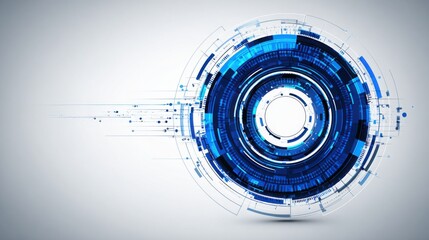Fototapeta premium Unique blue and white circular shape in ai-driven market insight icon concept featuring abstract radar design elements