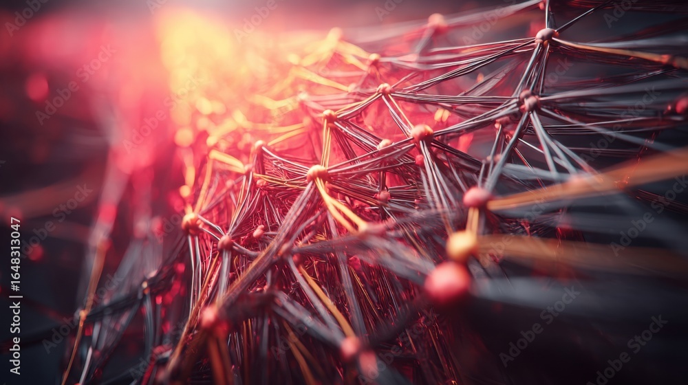 Poster bunch of sticks representing ai business network concept with minimal nodes and lines for connection