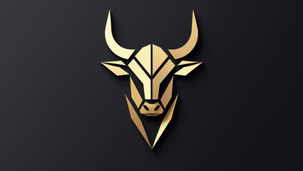 Golden bull logo design vector illustration animal taurus zodiac sign symbol graphic art template concept