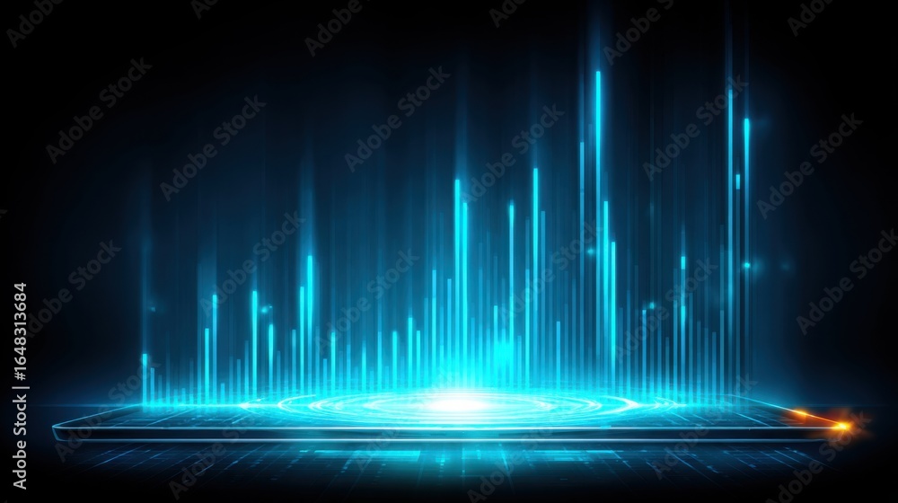 Poster a glowing blue abstract background creating a futuristic atmosphere for ai customer intelligence con