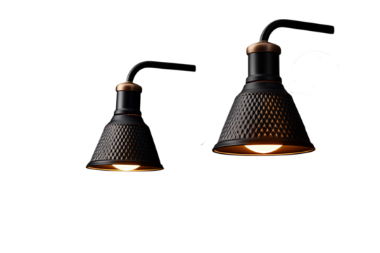 Elegant Black Metal Wall Lamps: Modern & Industrial Lighting Design on transparent background png