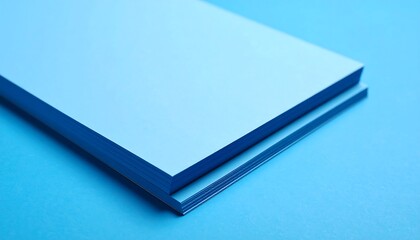 Stack of light-blue paper on a blue surface