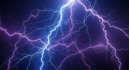 Dynamic display of nature's energy electric storm filled the dark blue sky