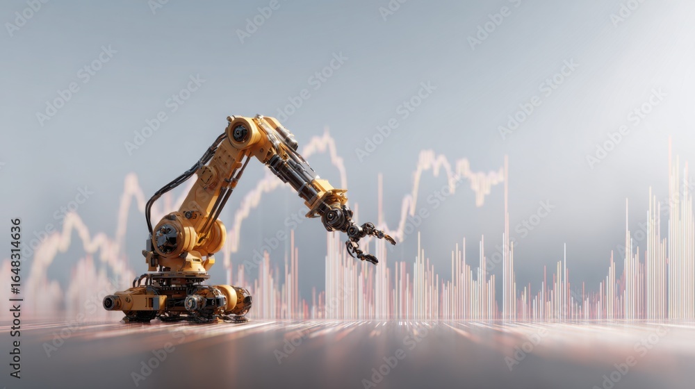 Poster innovative robot representing ai market analyst concept for analyzing data and providing financial i