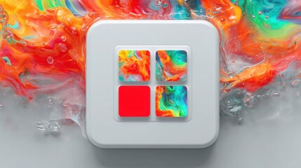 Square white button featuring a red square overlay, representing an ai risk matrix icon concept for risk quadrant