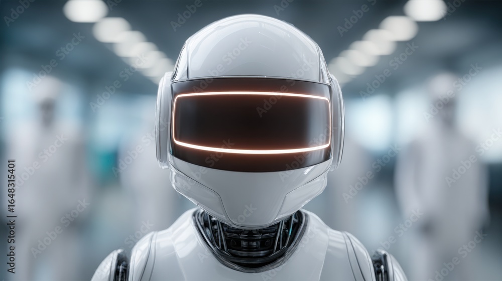 Poster robot in a room strategically organizing data and resources with advanced ai technology for efficien